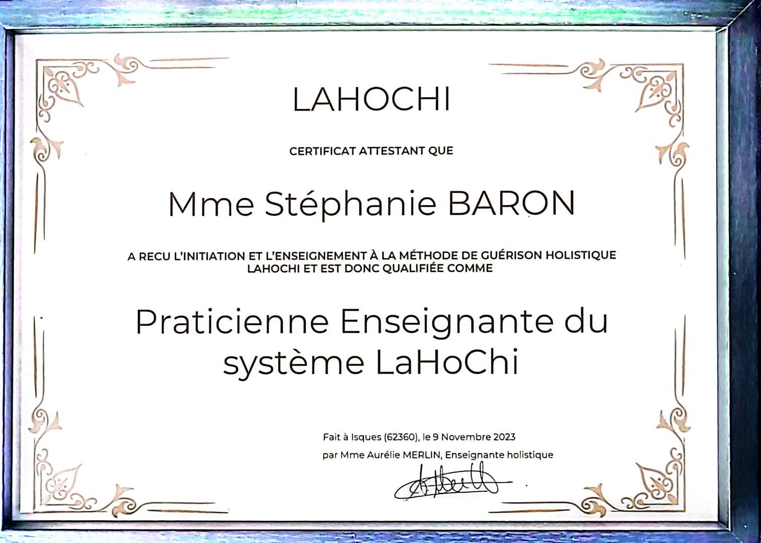 Diplôme Praticienne Lahochi